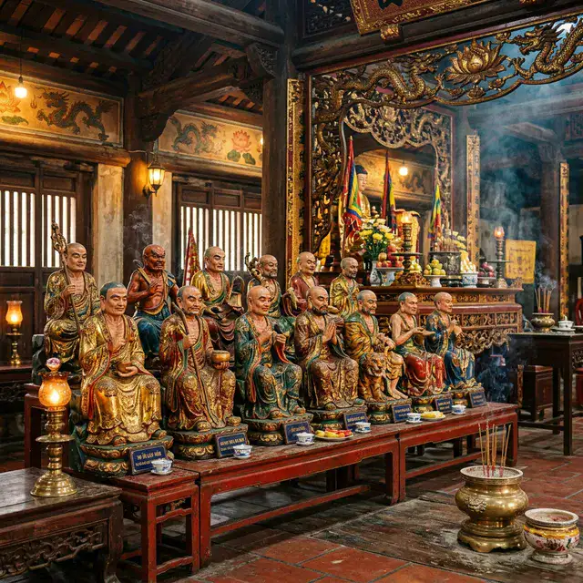 Tượng 18 vị La Hán tại chùa Việt Nam