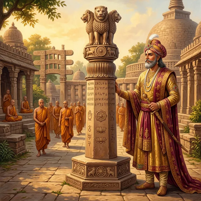 Trụ đá Ashoka với biểu tượng Pháp Luân – di sản Phật giáo lịch sử