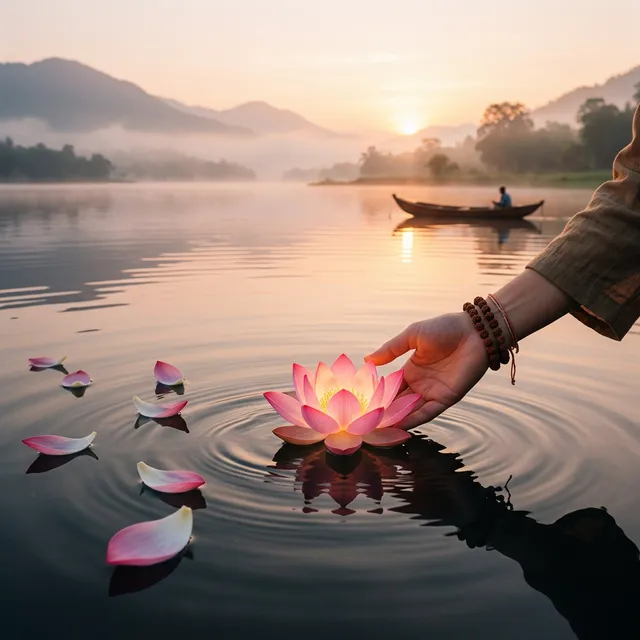 Hoa sen trên mặt nước tĩnh lặng – biểu tượng buông bỏ trong Phật giáo