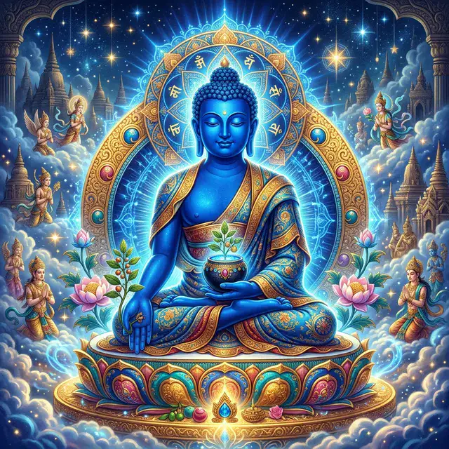 Tượng Phật Dược Sư Lưu Ly Quang phát hào quang tiêu tai giải nạn