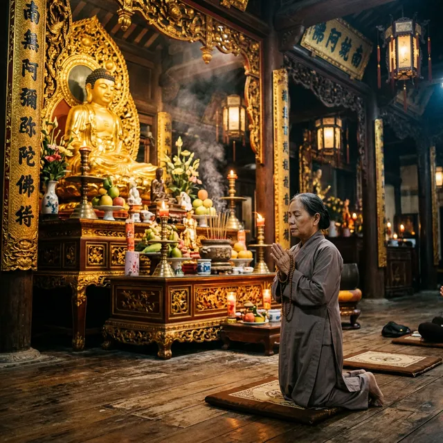 Phật tử niệm Phật với chuỗi tràng hạt – hướng dẫn niệm Phật tại nhà