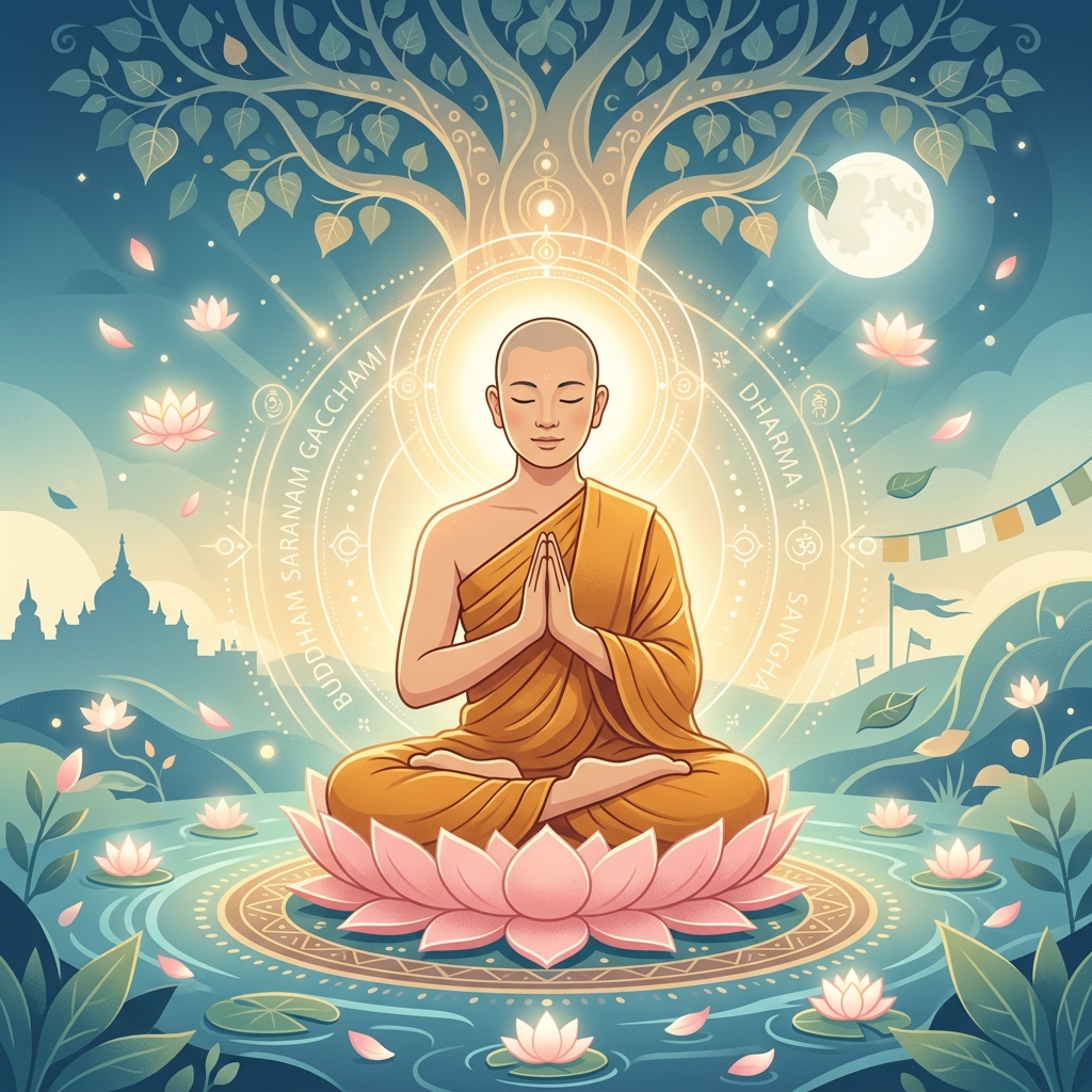 Người Phật tử thành tâm chắp tay phát nguyện trước Bổn tôn