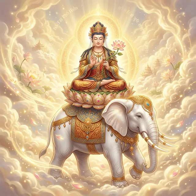 Tượng Bồ Tát Phổ Hiền cưỡi voi trắng trong Kinh Hoa Nghiêm